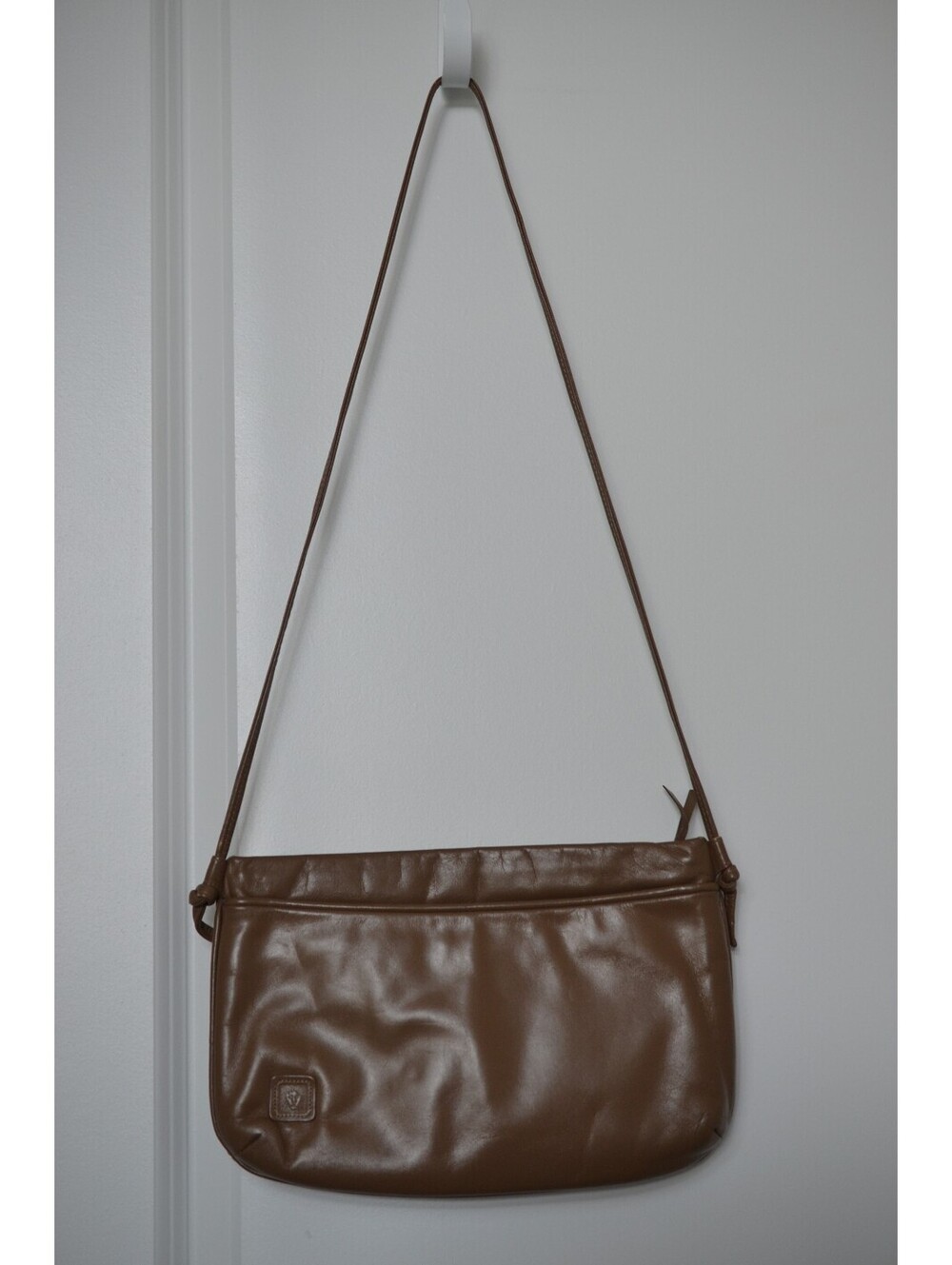 Vintage Anne Klein for Calderon Taupe Leather Shoulder Crossbody Bag Purse